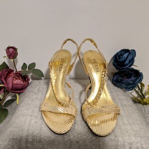 🎈GUESS Gold Chain Geometric Stiletto Sandals